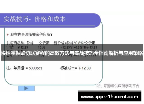 快速掌握欧协联赛程的高效方法与实战技巧全指南解析与应用策略 快速掌握欧协联赛程的高效方法与实战技巧全指南解析与应用策略